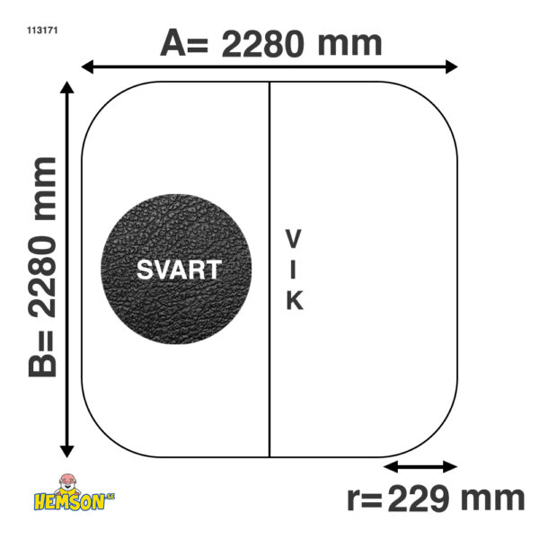 Whirlpool-Abdeckung | 228x228 r22 | Schwarze | 113171